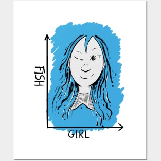 Girl and fish optical illusion- with guide Posters and Art